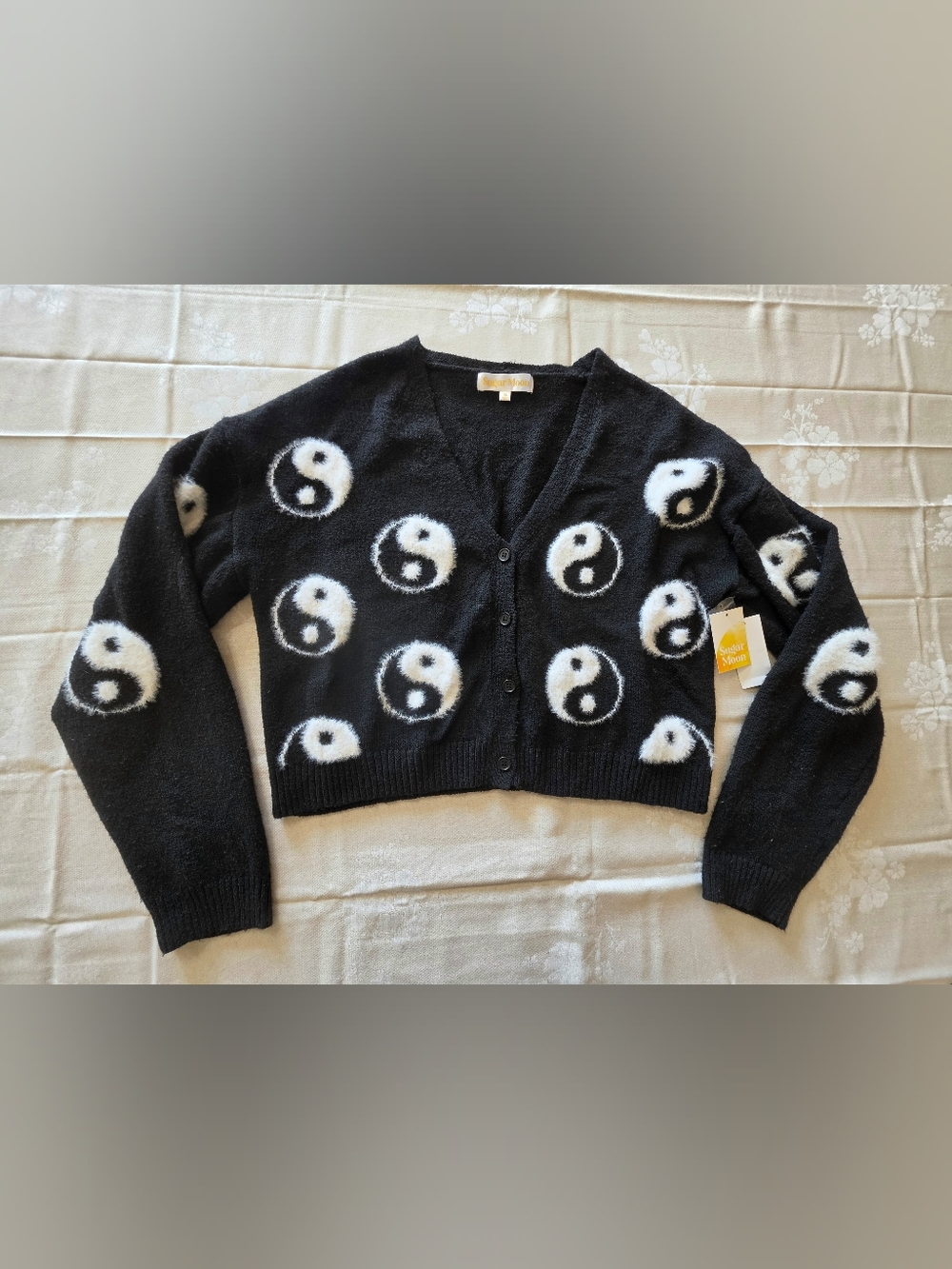 Sugar Moon Yin Yang Cardigan Black & White XL NWT - Macy's